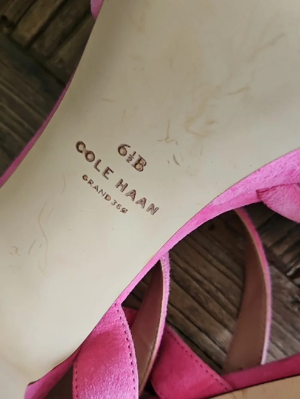 Cole Haan Pink Strappy Suede Block Heel Sandals
